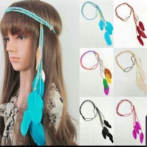 Braided feather head band